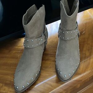 Studded Taupe Ankle Boots